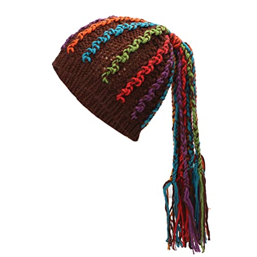 Hahepo Gorro de punto para invierno, gorro de punto con trenzas, hip hop, punk, gorro de punto, gorro de cola de caballo, gorro para deportes al aire libre Cover