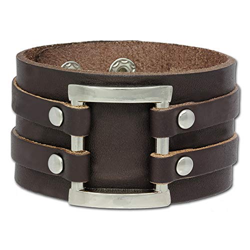 Preisvergleich Produktbild SilberDream Damen-Lederarmband mit Edelstahlverzierungen Stahl Echtleder 925 Sterling Silber LA5090B
