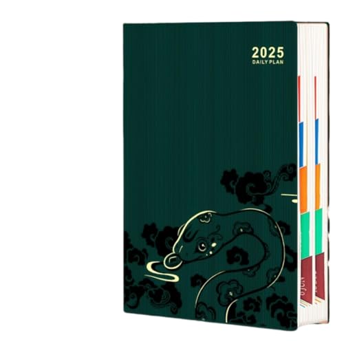 蛇 年 2025年メモ帳、ルノート、手帳、スケジュール帳、ルーズリーフノート プランナーとプランナーのメモ帳 オフィスアクセサリー 2025 プランナー (緑)