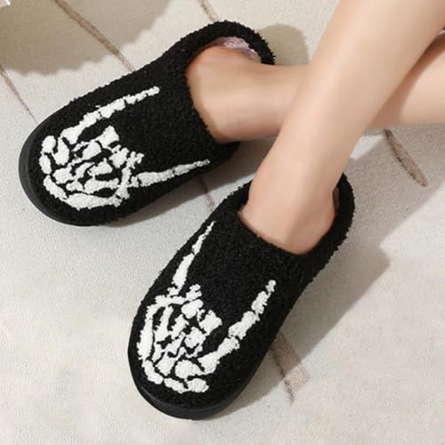 HiGropcore Halloween Slippers for Women Men Spooky Cute Fall Slippers Cozy Plush Warm Halloween House Shoes Indoor Outdoor2