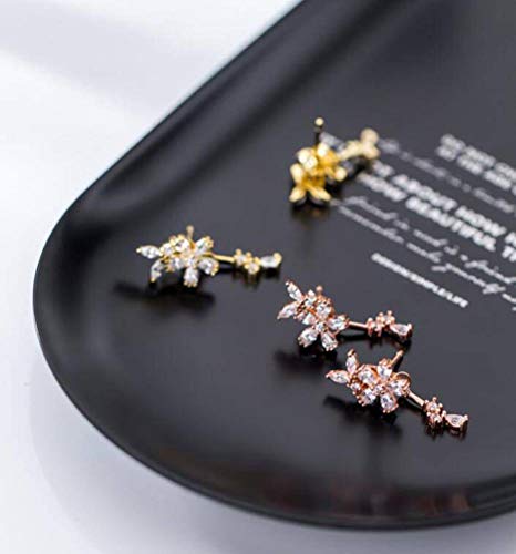 Boucles d'oreilles fleur en strass style coréen artistique rose