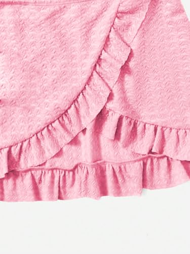 Image of SHENHE Girl's 3 Piece Cute High Waisted Ruffle Trim Swimsuit Bikini Sets with Beach Skirt