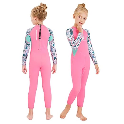 NATYFLY Neoprenanzug Kinder 2.5mm Neopren Thermal Badeanzug Jungen Mädchen Lange/Kurze Ärmel Tauchanzug Zurück Reißverschluss Einteilige Badebekleidung
