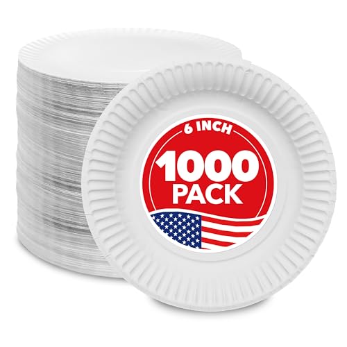 6-Inch Paper Plates Uncoated Everyday Disposable Dessert Plates 6 Paper Plate Bulk White 1000 Count Stock Your Home