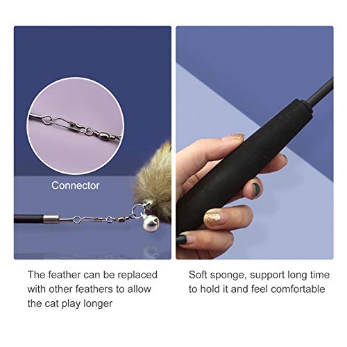 O brinquedo de pena de gato retrátil Adaskala Cat Teaser interativo é um brinquedo de pena de gato q