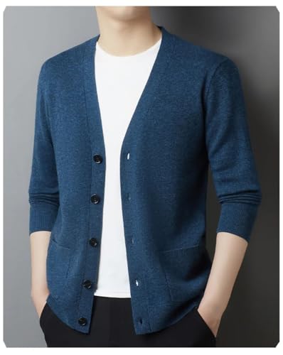 Men's Cardigan Sweaters V-Neck Solid Long Sleeve Thicken Button Cardigans Wool Knit Sweater2