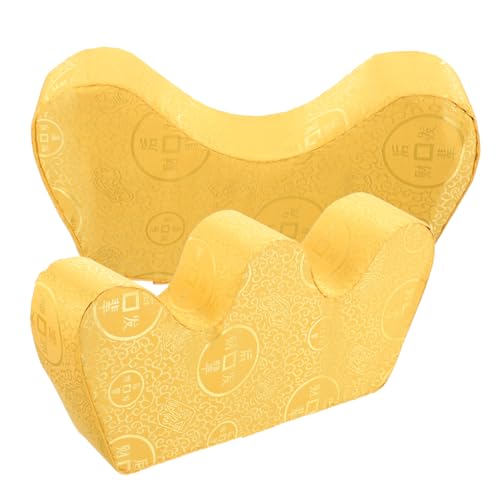 Cabilock 1 Juego artículos funerarios Accesorio de Funeral reposacabezas Almohada cojín para la Cabeza y los pies para los Muertos cojín para la Cabeza del Funeral cojín Muerto paño Golden