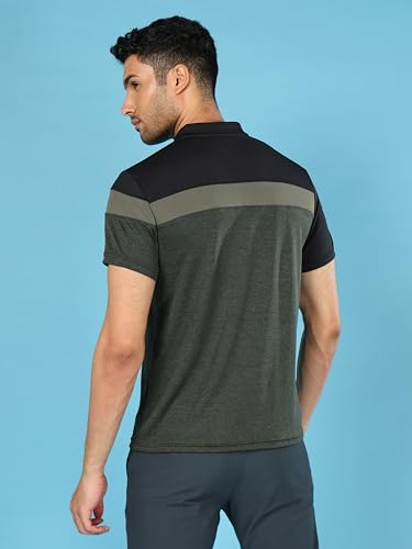 Image of TECHNOSPORT Men's Polo Neck Colorblock Half Sleeve T-Shirt - (MTP741 PRNT)