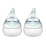 POTATO Glass Baby Bottles for Newborn Babies, Anti Colic Breastfeeding Bottle with Wide Neck, Slow Flow, 2pack, 2.5oz, Blue