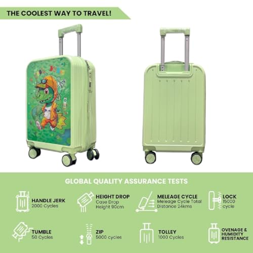Image of Handcuffs Kids Carry On Luggage Hardside Rolling Suitcase 20 Inches Travel Trolley Bag (Green)