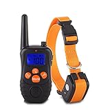 Training Electric Dog Shock Collar - Trainion (2017 New Design) Rechargeable Backlight LCD Screen With Remote Shock/Beep/Vibration Training Collars for Dog (Orange Collar)
