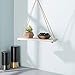 Excello Global Products Rustic Distressed Wood Hanging Shelves: 17-Inch with Swing Rope Floating Shelves (Whitewashed - Pack of 3)