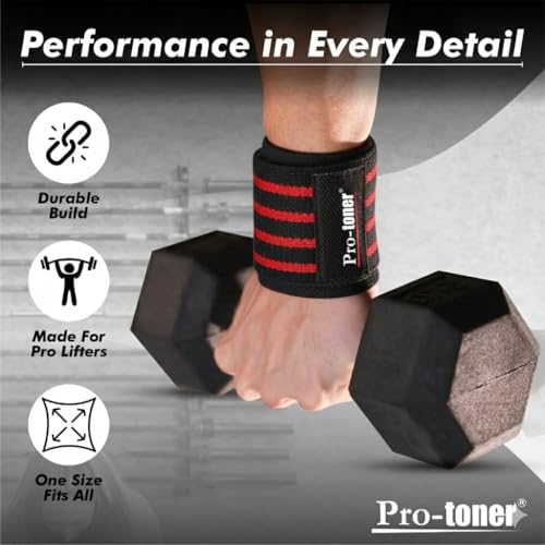 Image of Pro-toner Multipurpose Wrist Support Strap, Adjustable Weightlifting Wrist Wrap for Gym Training (BlackRed)