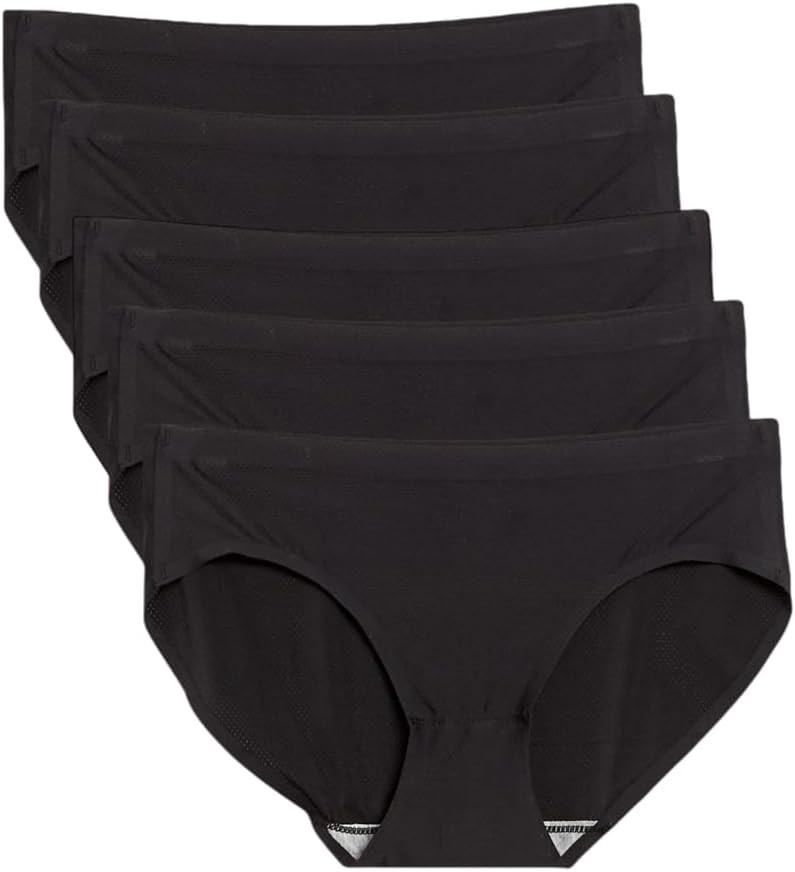 Womens Underwear Seamless Panties for Legging Machine Wash No Show Low Rise Hipster Invisibles Briefs Medium Black-5 Pack-low Rise Hipster