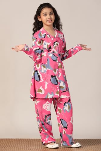 Image of Fashion Dream Girl's Rayon Abstract Printed Clothing Set|Co-ord Set|Casual Wear|Coordinate Outfit for Girls