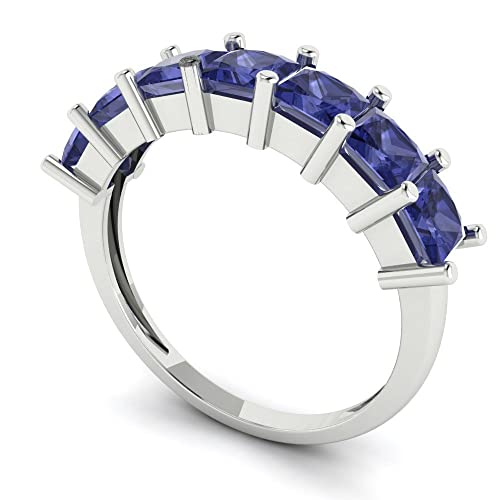 Clara Pucci 1.75 tcw Eternity Wedding Band for Women - 3.5mm Princess Cut Tanzanite Birthstone Gold Ring - 14K White Gold Stacking Bridal Wedding Ring for her2