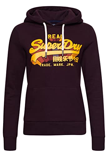 Superdry Womens VL Rainbow Hood Hooded Sweatshirt, Rich Deep Burgundy,...