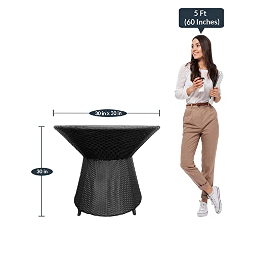 Image of Artic Fashion D-43 Chairs Table Set 4+1 Wicker Patio Furniture Sets 4 Chair and 1 Table for Garden Balcony Bedroom Powder Coated Frame Uv Protected Wicker (Black+Red)