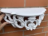 console barock da parete anticato/a specchio, 40 x 17 x 17 cm, colore: bianco opaco