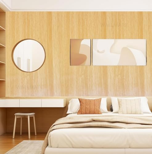 Image of WALLMATE Self Adhesive Wood Grain Wallpaper Vinyl Furniture Sticker Wood Wallpaper Kitchen Wallpaper Wooden Door Desktop Wallpapers (Oak Wooden, 24x64 Inch)