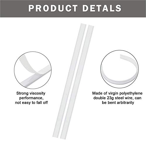 Eeoyu 100 Pieces Peel and Stick Tin Ties for Nose Clip Crafts, Coffee Bags, Bread Bags, 5.5 Inch (White)