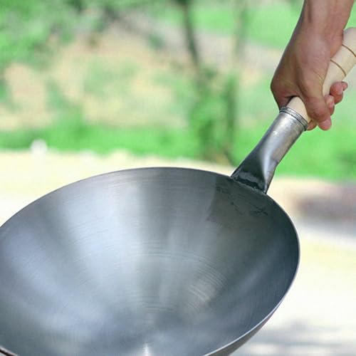 Wok de hierro fundido 32 cm con mango de madera miniatura 5
