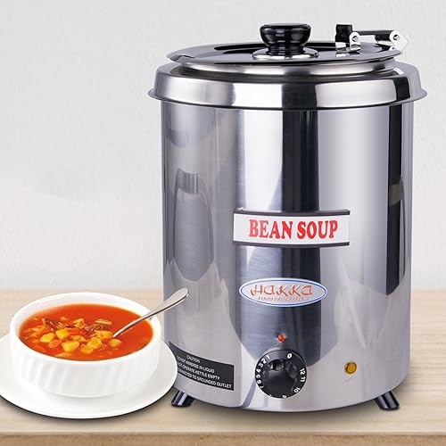 EASYROSE 6Qt Soup Warmers Commercial Soup Kettle Warmer with Hinged Lid and Detachable Stainless Steel Pot, Food Warmer for Parties, Buffet