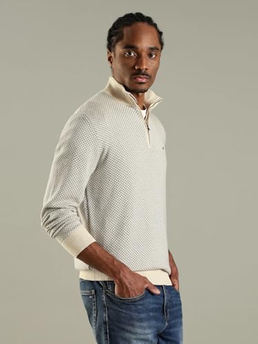 Image of Texture Regular Fit Cotton Sweater