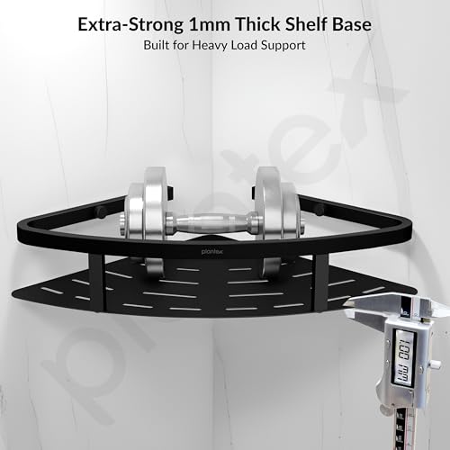 Image of Plantex Corner Shelf for Bathroom Wall /304 Grade Stainless Steel Bathroom Corner Shelf Rack /Bathroom Racks and Shelves /Multipurpose Bathroom Accessories Set- Pack of 2 (Black,9x9 Inches)