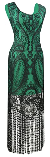 Image of Women 1920s Gatsby Flapper Dress Sexy Open Back Strap Fringed Cocktail Party Dress with 20s Accessories