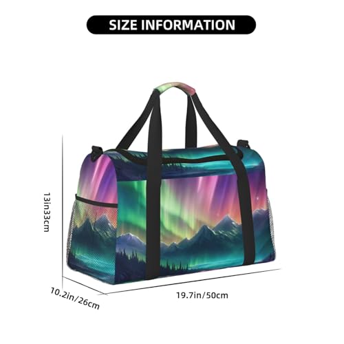 Dark Northern Lights Print Foldable Carry On Tote Large Capacity Hand Carry Bag for Airplane Weekend Getaways4