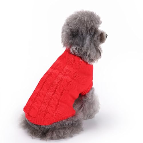 CHBORCHICEN Small Dog Sweaters Knitted Pet Cat Sweater Warm Dog Sweatshirt Dog Winter Clothes Kitten Puppy Sweater (XX-Small, Red)