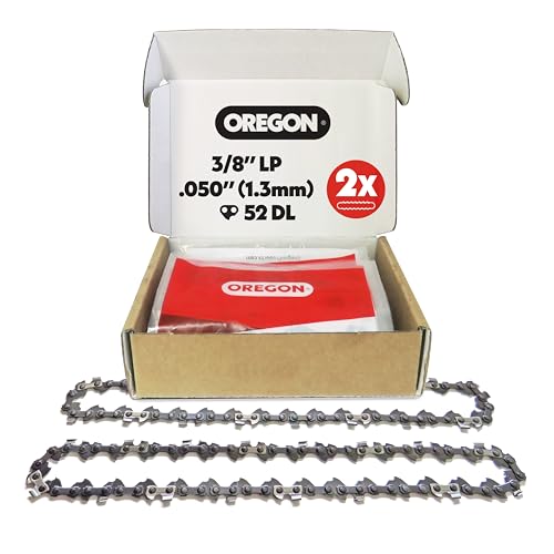 Lot de 2 Chaîne de Tronçonneuse Oregon 3/8' LP pour Guide de 35cm (14'), Jauge .050' (1,3mm), 52 Maillons - Chaîne de Rechange à Faible Rebond, Compatible Husqvarna, Ryobi, Bosch, Einhell et plus