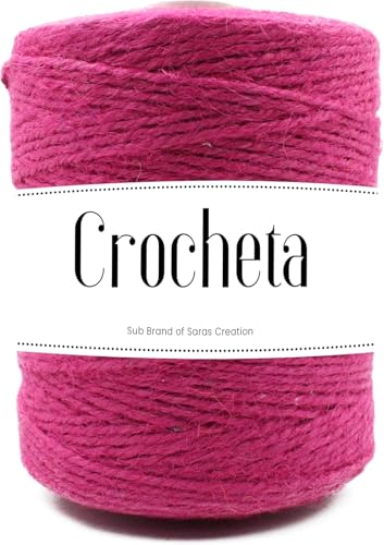 CROCHETA Garden Twine Strong Natural Jute 2mm 328 Feet Long Twisted Jute Twine for Gardening Tomato Climbing Plant Tie Floristry Crafts Gift Wrapping Packing Décor (Rani-1, 2mmx328Feet)