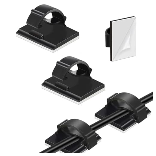 5 Pcs Adjustable Cable Management Clips, Adhesive Organizers Sticky Wire Clips Cord Holder for TV PC Ethernet Under Desk Wall Home Office