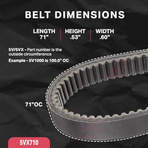 Image of BESTORQ 5VX710 Rubber V-Belt, Raw Edge /Cogged, Black, 71 inch Length x 0.63 inch Width x 0.53 inch Height