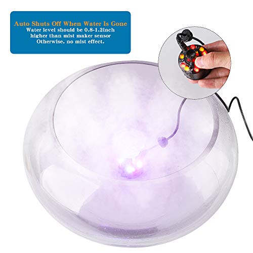 Sumblime Mist Maker Fogger With Led Lights, Mini Plastic Fog Machine Atomizer With Mist Maker Disc For Water Fountain Pond Halloween Cauldron Rockery Tank Vase Birdbath #TOP2