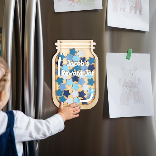 Image of Personalized Magnetic Reward Jar for Kids, Colorful Star Token Behavior System, Classroom Management Tool for Teachers, Potty Training Reward Chart, Back to School Gift for Boys Girls