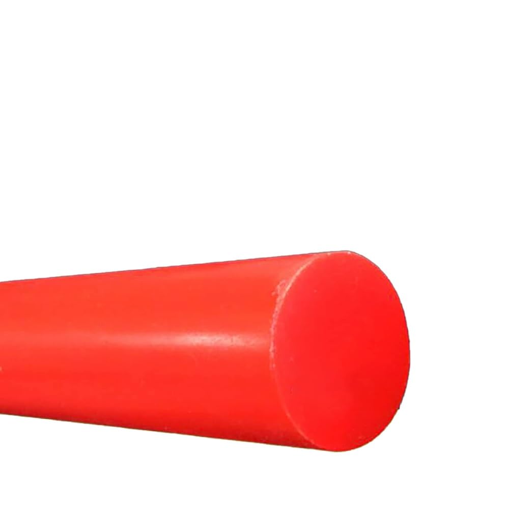LNEMYQRS 1pc Red Polyurethane Rod, Soft Rubber Solid Polyurethane Round Rod Metric Rod, Diameter 20-50mm Optional, Length 500mm, Wear-Resistant, Shock-Absorbing.(45mm x 500mm)