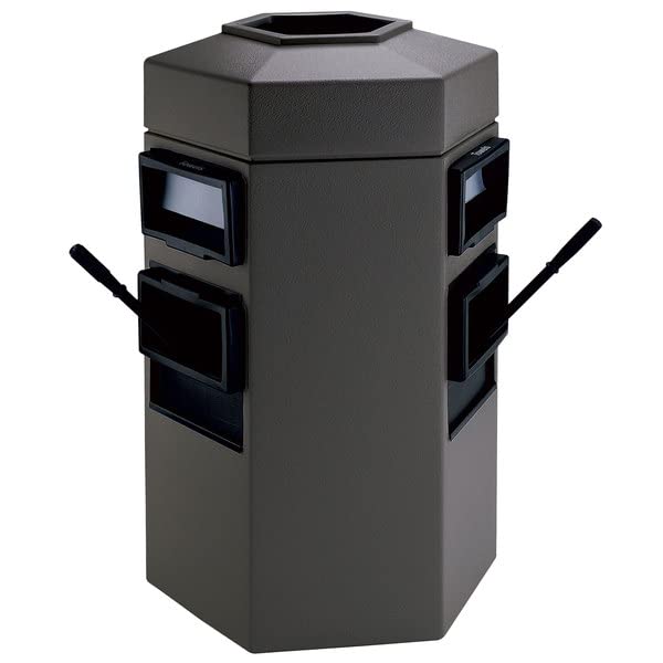 Elegant Design, 35 Gallon Gray Waste Container with 2 Paper Towel Dispensers and 2 Windshield Wash Stations, Exterior Trash Can, Outdoor Trash Can for Car Dealerships or Stations, (Art.5)