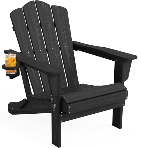 KINGYES Folding Adirondack Chair, HDPE All-Weather...