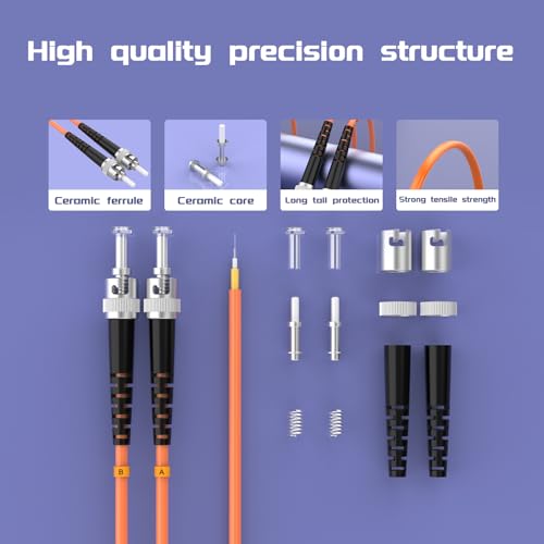 Image of 1Meter 4ft ST /UPC-ST /UPC Multi-Mode Fiber Optic Cable ST to ST OM1 Jumper Optical Patch Cord Duplex 62.5 /125um Orange ST-ST