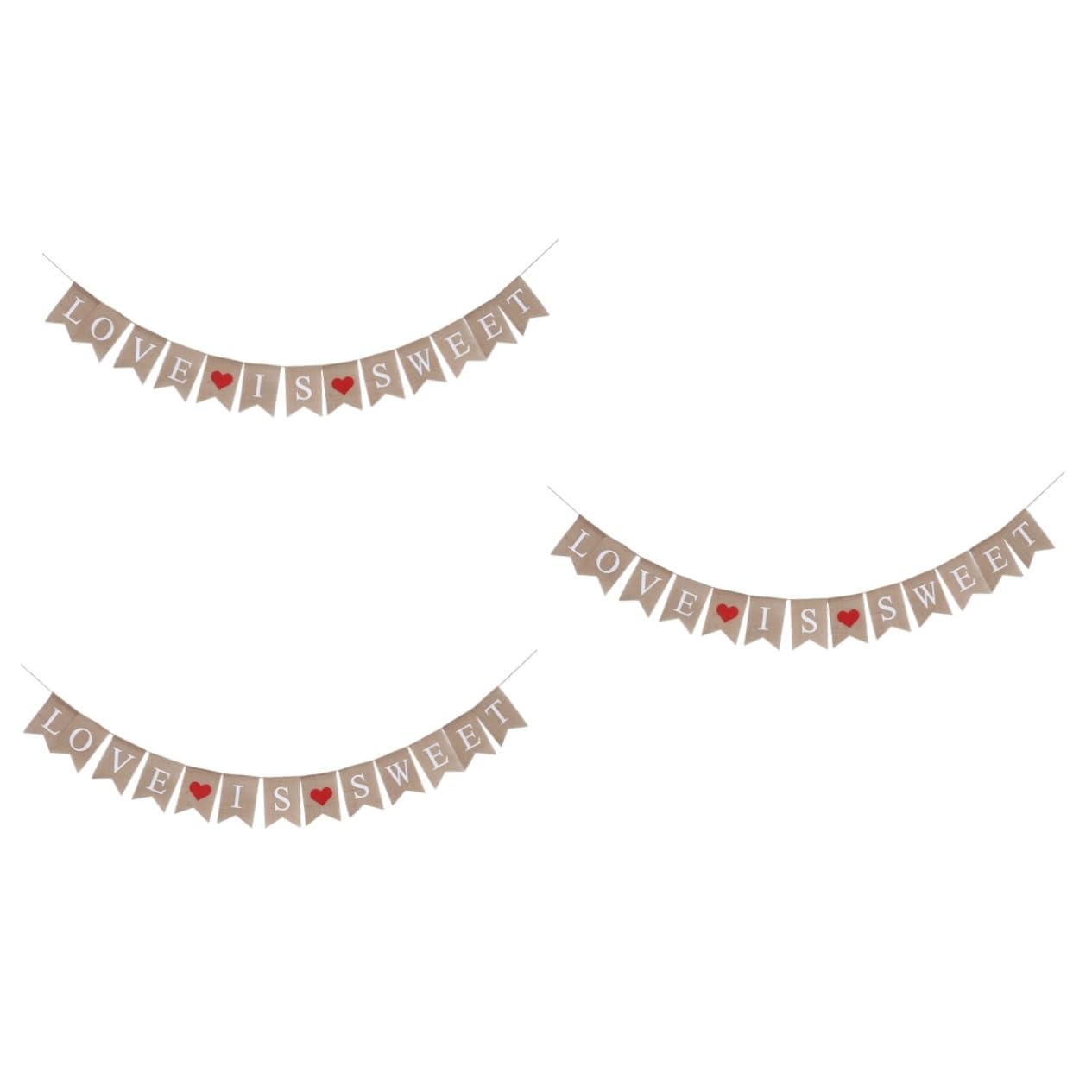 Alipis 3 Stücke 2 8 M Wimpelkette Banner Für Hochzeit Dekorationen Girlande Hochzeit Party Banner Sackleinen Schwalbenschwanz Fahnen Romantische Feier Decor