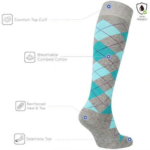 Image of Mysocks Unisex Knee High Long Socks Argyle