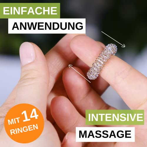 Akupressur-Ring Dupore für Finger – 14er Set aus Edelstahl