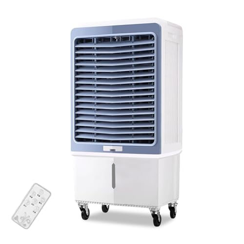 Enfriador con Control Remoto, Enfriador de Aire evaporativo Comercial con Tanque de 80 L/21 galones y 4 Bolsas de Hielo para almacén, fábrica, Restaurante.