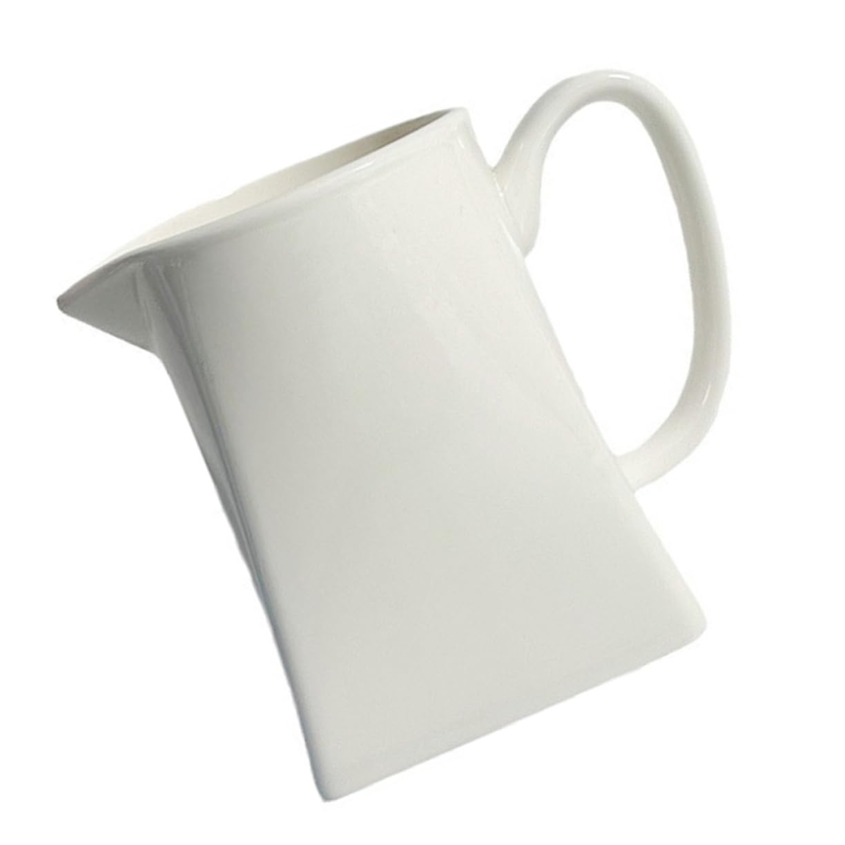 GRIRIW Mini Ceramic Milk Pitcher 230ml White Tip Coffee Milk Jug for Espresso Te