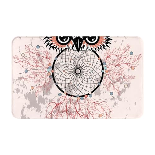 TZTTZT Tappeti da bagno 76 x 50 cm, tappetino da bagno assorbente, antiscivolo, lavabile in lavatrice, acchiappasogni con gufo, tappetino da bagno per doccia per bagno