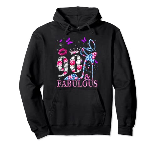 90 Years Old Gifts 90 & Fabulous 90th Birthday Pink Diamond Sudadera con Capucha