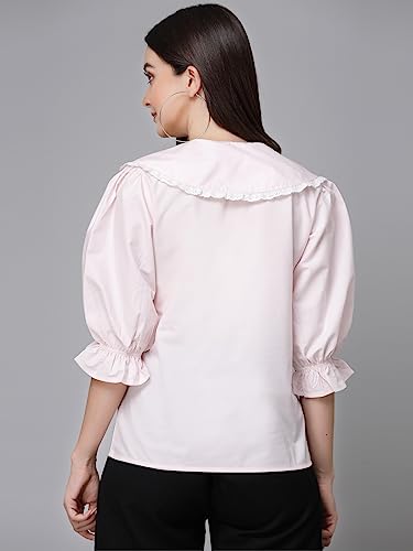 Image of Style Quotient Women Sky Blue Victorian Style Shirt